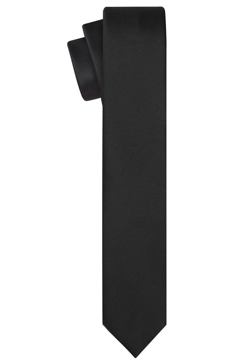 KissTies 2.2''Ã—53'' Teens Tie Black Satin Necktie For Teenager Ties + Gift Box - Image 2